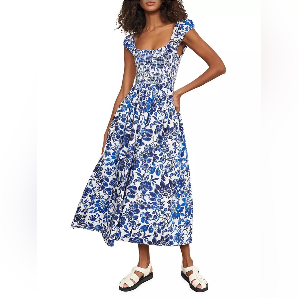Blue Floral Floral Vivian Dress from La Ligne - Size XL